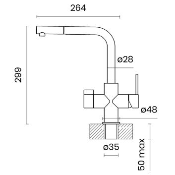 Ausziehbare Küchenarmatur TASCA GEA PVD COPPER mit Wasserfilter