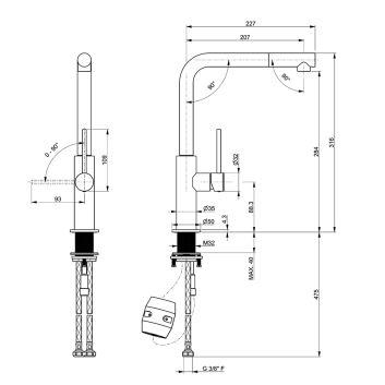 TASCA ausziehbarer küchenarmatur ALFA INOX