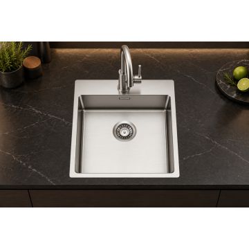 PURA 40 IF – kuhinjsko inox korito za 50 cm omarico, SatinPlus površina in poglobljen odtok