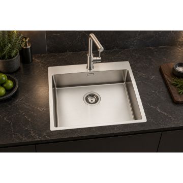 Enojno pomivalno korito inox SatinPlus 540×510 mm, vsadno korito za 60 cm omarico, brez odcejalnika – ASOLO 50