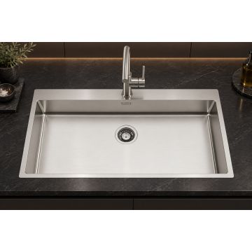Enojno pomivalno korito inox SatinPlus 940x510 mm, vsadna ali ploska vgradnja za omarico od 100 cm, brez odcejalnika – ASOLO 90