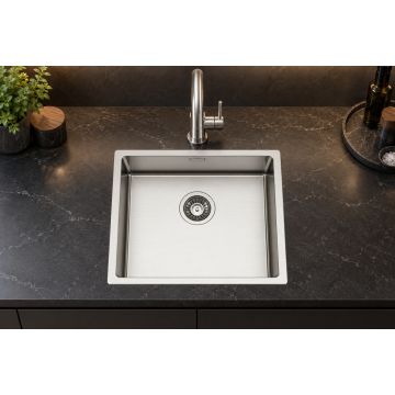 Enojno pomivalno korito inox SatinPlus 490×440 mm, vsadno korito za 60 cm omarico, brez odcejalnika – CANOVA 45