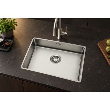Kvalitetno pomivalno korito brez odcejalnika za 60 cm omarico z 8 mm robom SatinPlus inox za vsadno vgradnjo PURA SLIM 50 IS