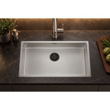 Enojno Inox pomivalno korito Inox AISI 304 740×440 mm, vsadno ali podvgradno za 80 cm omarico, Ultra mat, odporno na praske – CANOVA DuriX 70