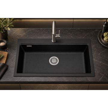TASCA VISION 86  črno granitno pomivalno korito – elegantno, poglobljeno, delovno