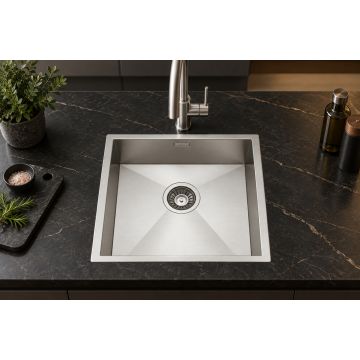 RAGGIO ZERO 40 – inox korito za kuhinjo z izrazitimi linijami, SatinPlus, za omarico od 50 cm